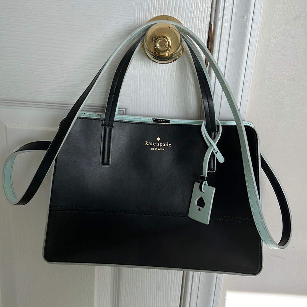 Kate Spade black and light blue leather bag